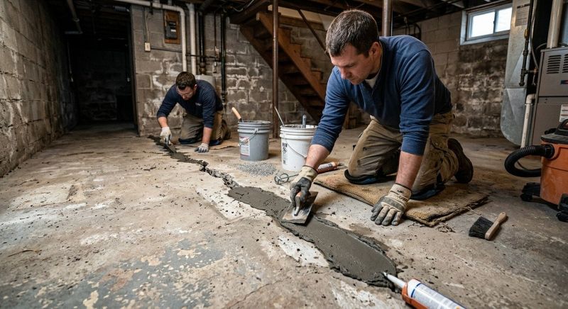 Cracked Basement Floor Repair in Matawan, NJ