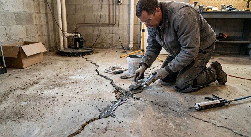 Cracked Basement Floor Repair in Matawan, NJ